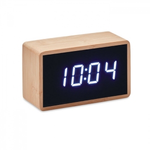 Wyświetlacz LED z budzikiem i wskaźnikiem temperatury w bambusowej obudowie, MIRI CLOCK,  MO9921-40