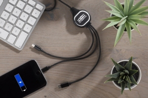 Kabel USB 3 w 1 z podświetlanym logo LUX, 09119-02