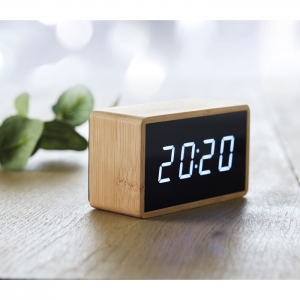 Wyświetlacz LED z budzikiem i wskaźnikiem temperatury w bambusowej obudowie, MIRI CLOCK,  MO9921-40